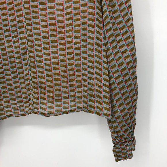 Anthropologie Conditions Apply Multicolor Peasant keyhole balloon sleeve blouse - Picture 13 of 16